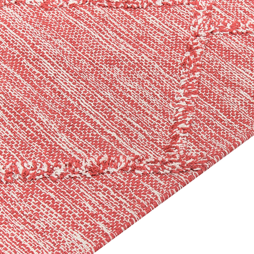 Tappeto rosso 160 x 230 cm cotone disegno geometrico soggiorno camera da letto
