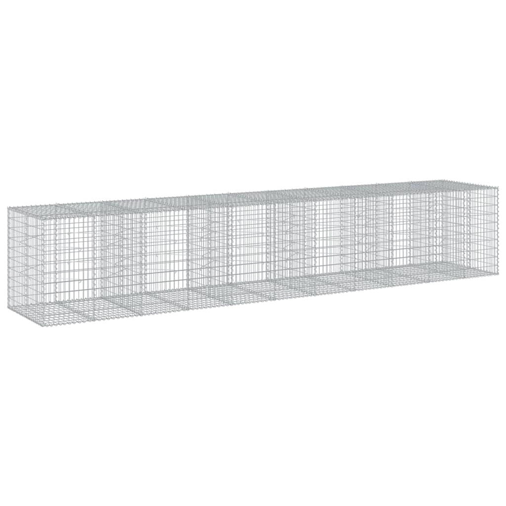 Gabbione recinto a gabbia muro di contenimento con coperchio 550 x 100 x 100 cm ferro zincato argento 02_0040177