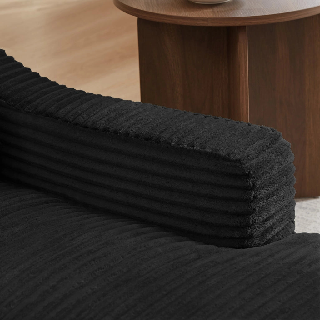 Poltrona reclinabile, poltrona con braccioli, divanetto singolo, velluto a coste, funzione letto, con cuscini, nero
