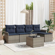 Set Divano da Giardino con cuscino 6 pcs Grigio polyrattan 3345335