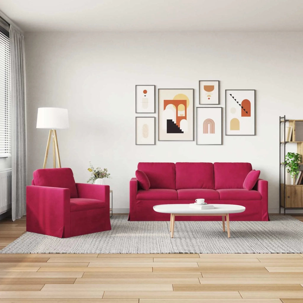 Set di divani 2 pcs Rosso Vino 198 x 78 x 80 cm Velluto