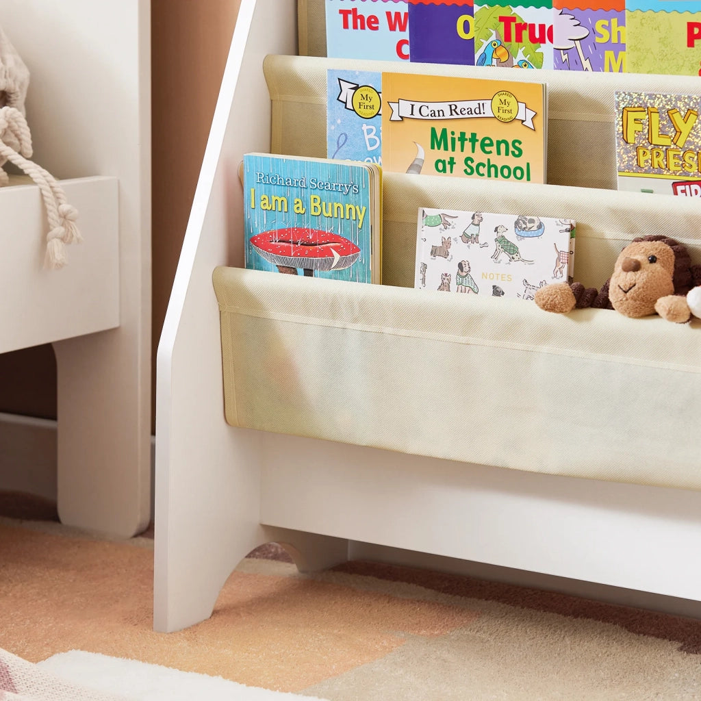 Libreria,Portariviste a terra, scaffale per riviste, 4 scomparti, 62x30x71cm FRG225-W