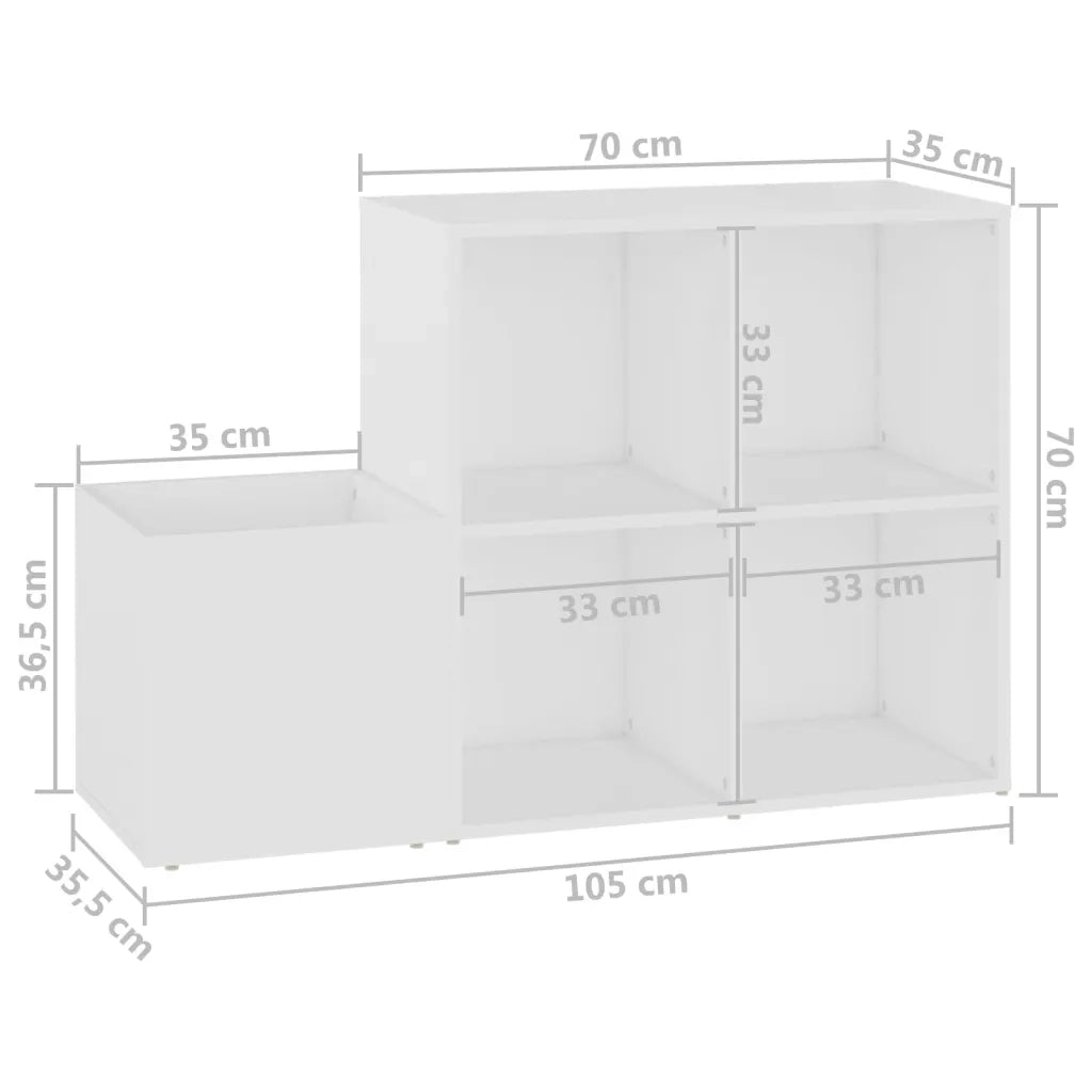 Scarpiera da Ingresso-Scaffale per scarpe Bianca 105x35,5x70cm in Legno Multistrato