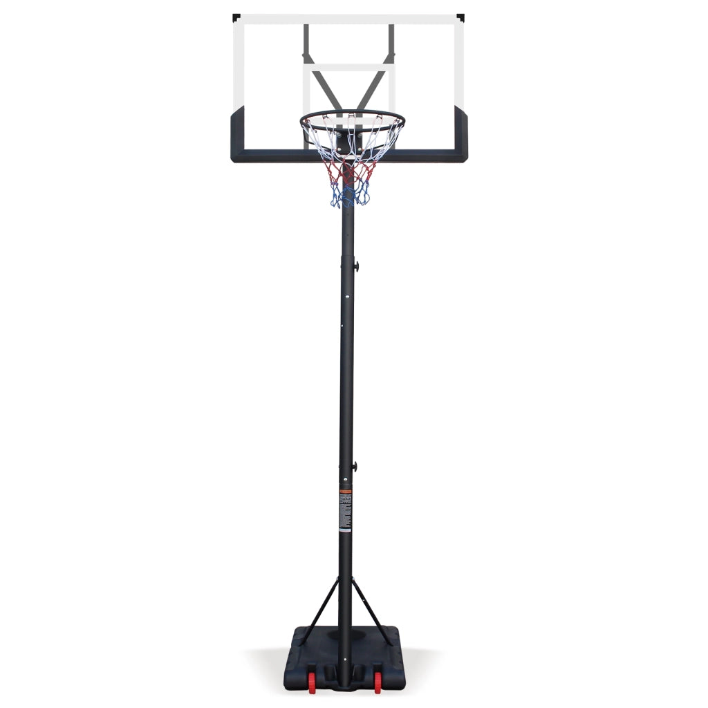 Canestro da Basket Esterno, Altezza Regolabile 173,74-304,8 cm, per Bambini e Adulti, Rivestimento Antiruggine, Ruote, Design con Stampa Serigrafica Bianca