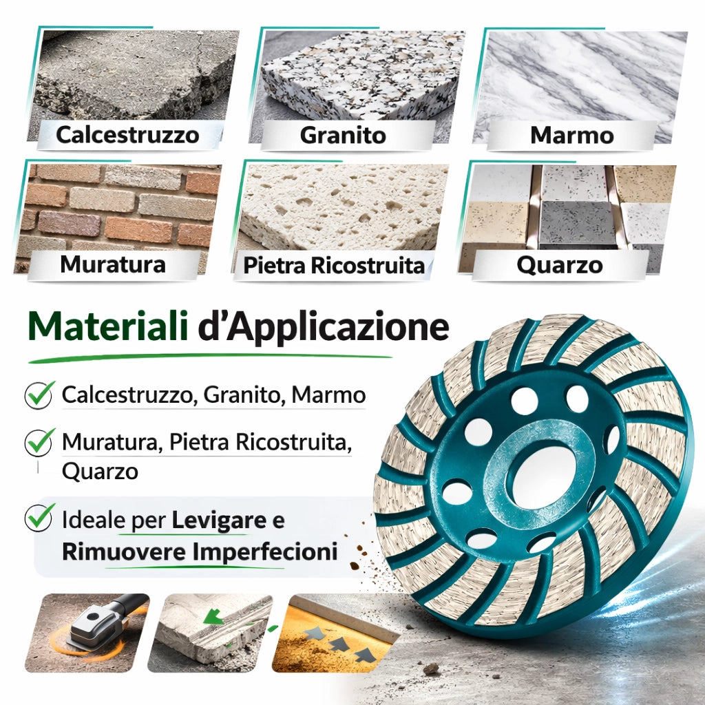 Disco Diamantato Per Smerigliatrice Disco Marmo Cemento Pietra Stretto 115 mm 0x