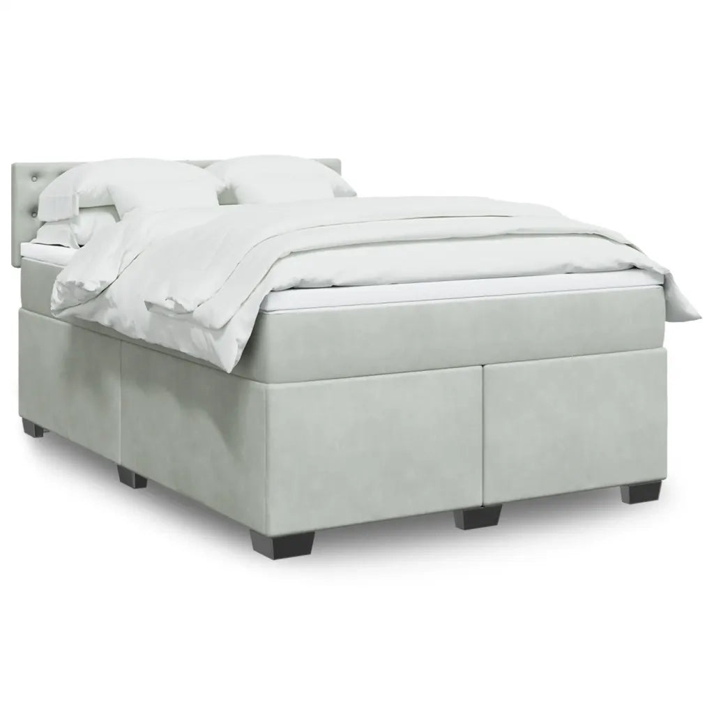 Giroletto a Molle con Materasso Grigio Chiaro 160x200cm Velluto