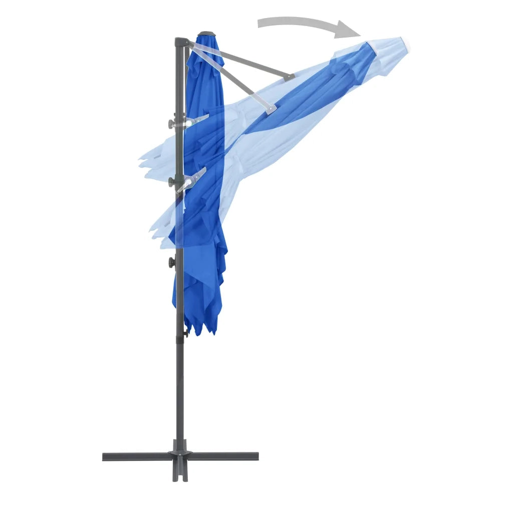 Ombrellone a Sbalzo con Palo in Acciaio 250x250 cm Azzurro 46991