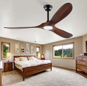 VENTILATORE A SOFFITTO LED 152,4 cm Legno massello Noce scuro Nero