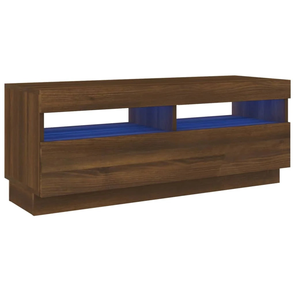 Mobile TV multimediale scaffale TV credenza mobile TV per sala da pranzo soggiorno camera da letto con luci LED rovere 100 x 35 x 40 cm marrone 02_0026664