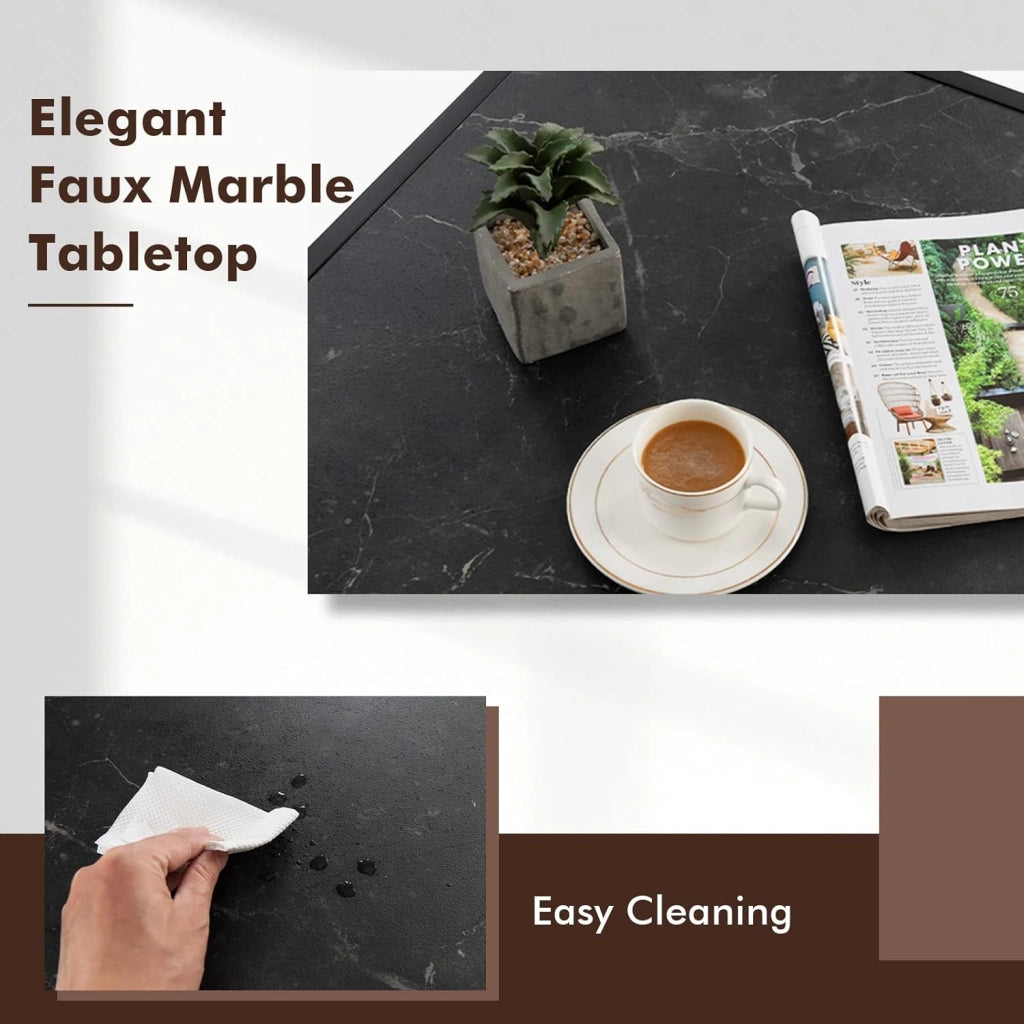 Tavolino per Caffè, Stile Minimalista, Tavolo Rettangolo, con Piedini Protettivi, Struttura Stabile, Tavolino Basso, Ampio Piano del Tavolo, Grande Capacità di Peso di 45 kg (Nero)