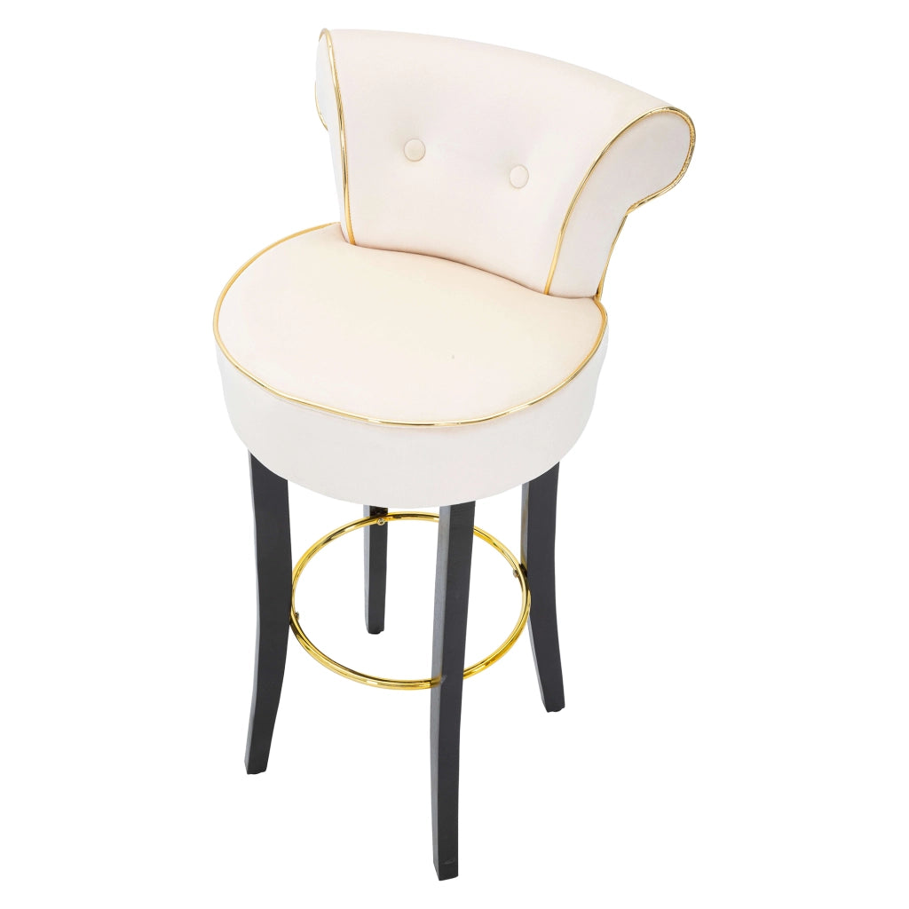 Tupiza, Sgabello Rivestimento in Velluto, 46x48x96h cm Bianco Crema