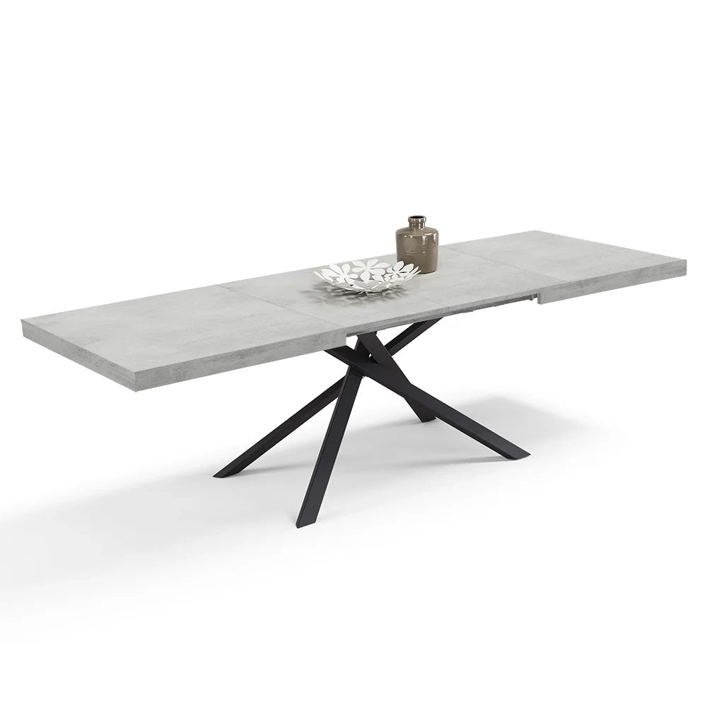 Tavolo consolle allungabile 160x90 CASSIOPEA 2 allungabile fino a 240 cm colore Cemento, 100% MADE IN ITALY, design moderno ideale per sala da pranzo, cucina e soggiorno