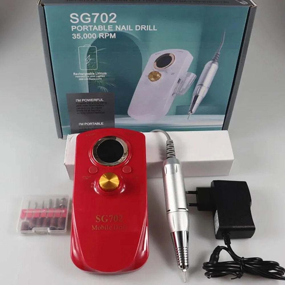 Trade Shop - Fresa Per Unghie Portatile Ricaricabile 35000 Rpm Strumenti Nail Art Manicure Set Punte -