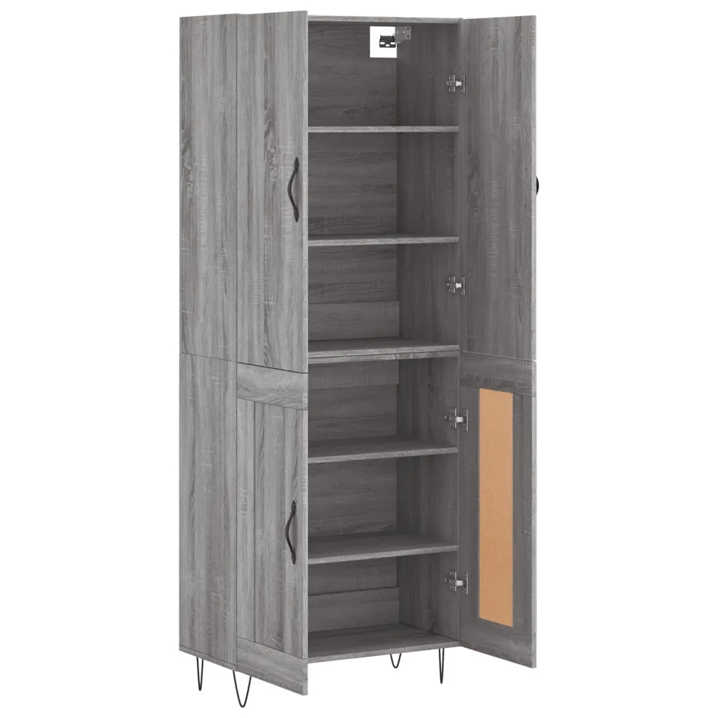 Credenza Grigio Sonoma 69,5x34x180 cm in Legno Multistrato 3198079