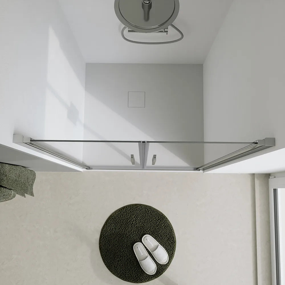 Porta doccia 100cm apertura saloon con profili cromati e vetro da 6mm trasparente h195 | Elba