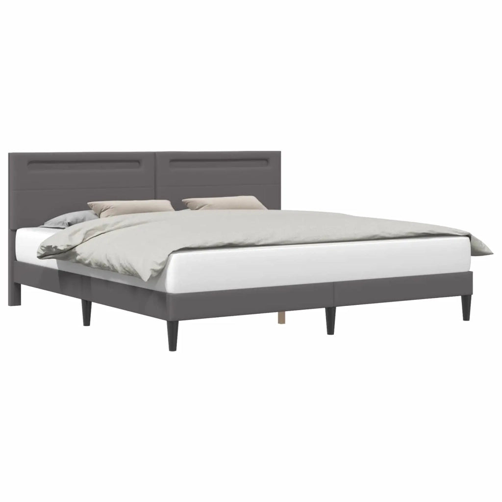 Struttura del letto con testiera Grigio 200 x 200 cm Similpelle 42028033