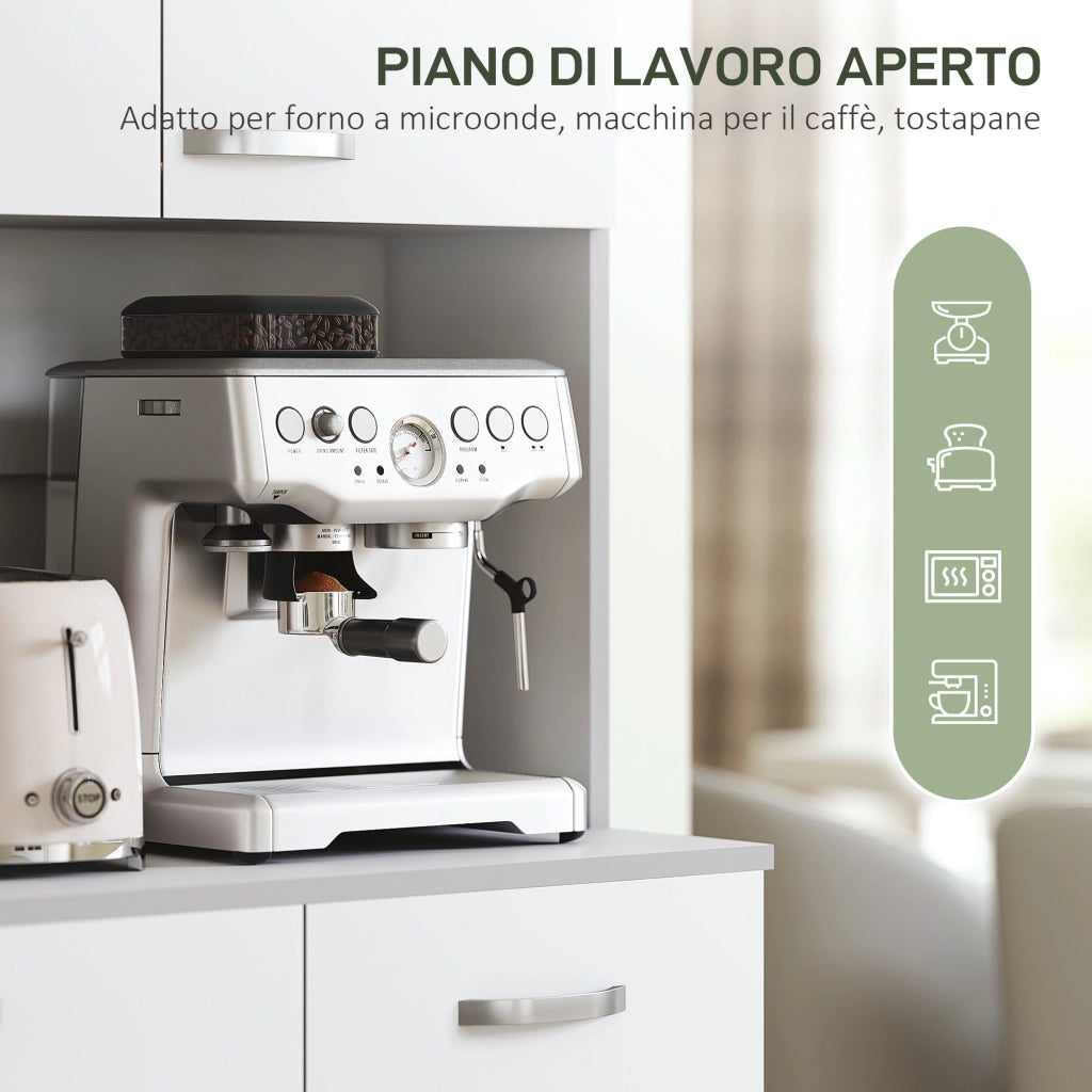 Credenza Bianco Grigio con Cassetti ¨C Zephmum ¨C Legno 101x39x180 cm