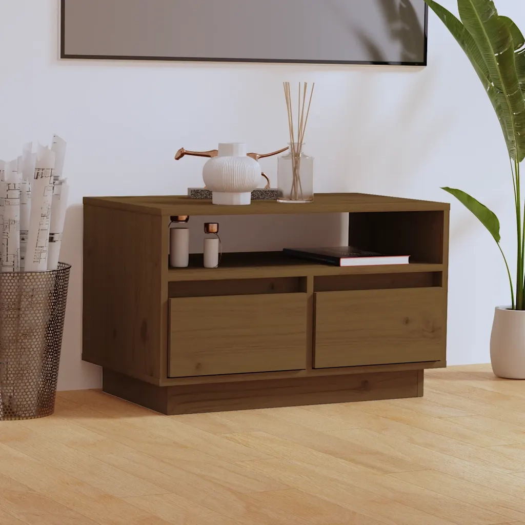 Mobile Porta TV-Mobile per TV-Credenza TV Ambra 60x35x37 cm in Legno Massello di Pino