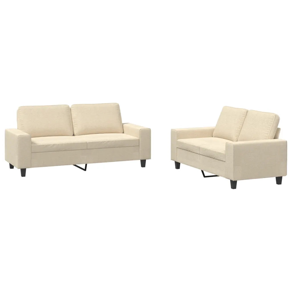 Set di Divani 2 pz Crema in Tessuto 3201884