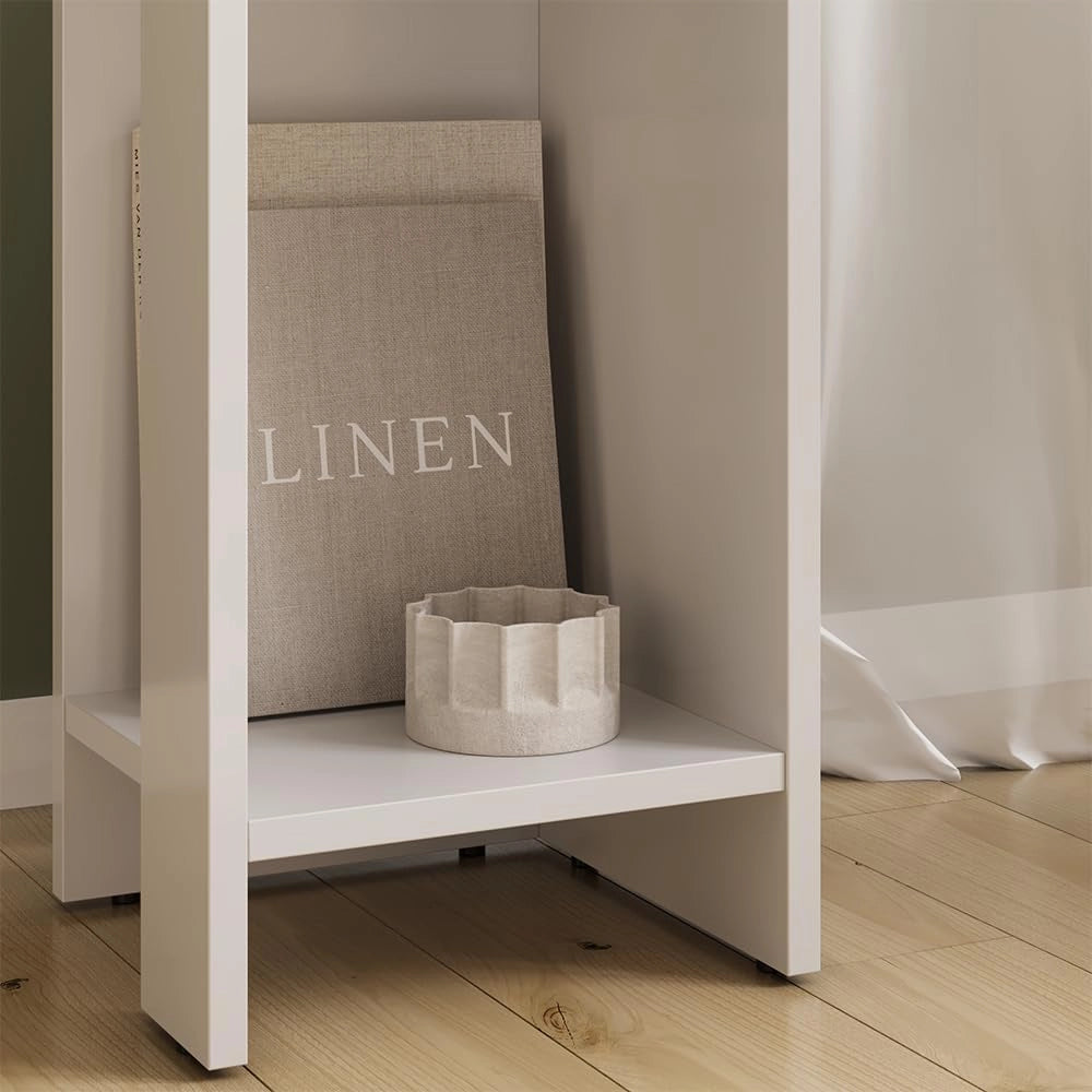 Comodino Lenar, Bianco, 27 x 60 cm Set di 2