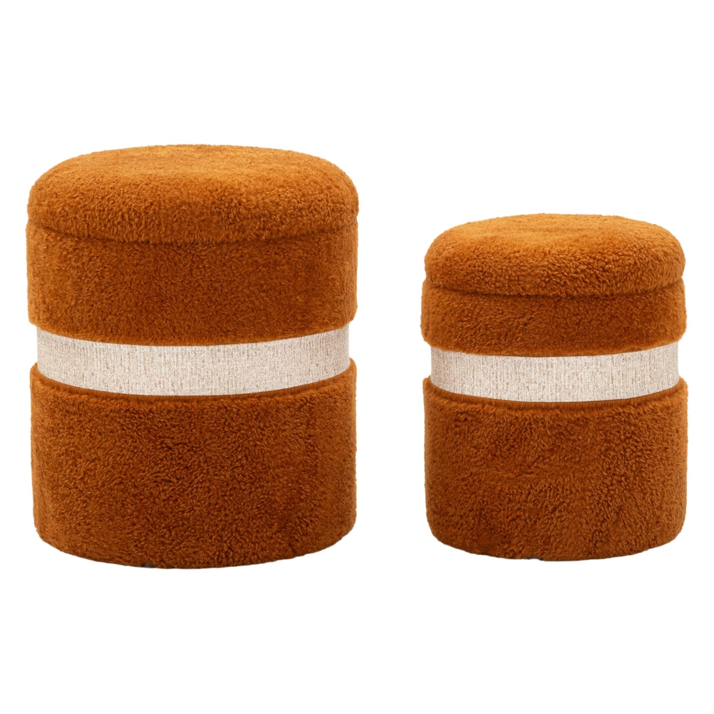 Luder, Pouf Contenitore set da 2, 40x40x47h cm Marrone Terracotta
