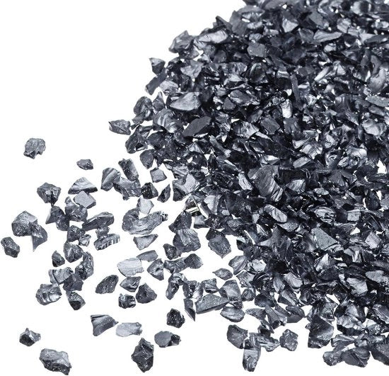 Verpletterde glassplinters 20 g - Corate in vetro nero e arte del nail - Elettrico e plateato -