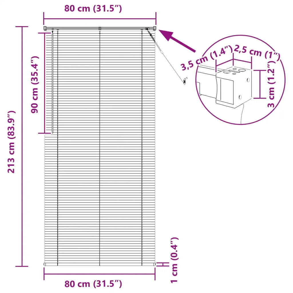 Tenda Veneziana Marrone Chiaro con Motivo 213 x 80 cm PVC 42003775