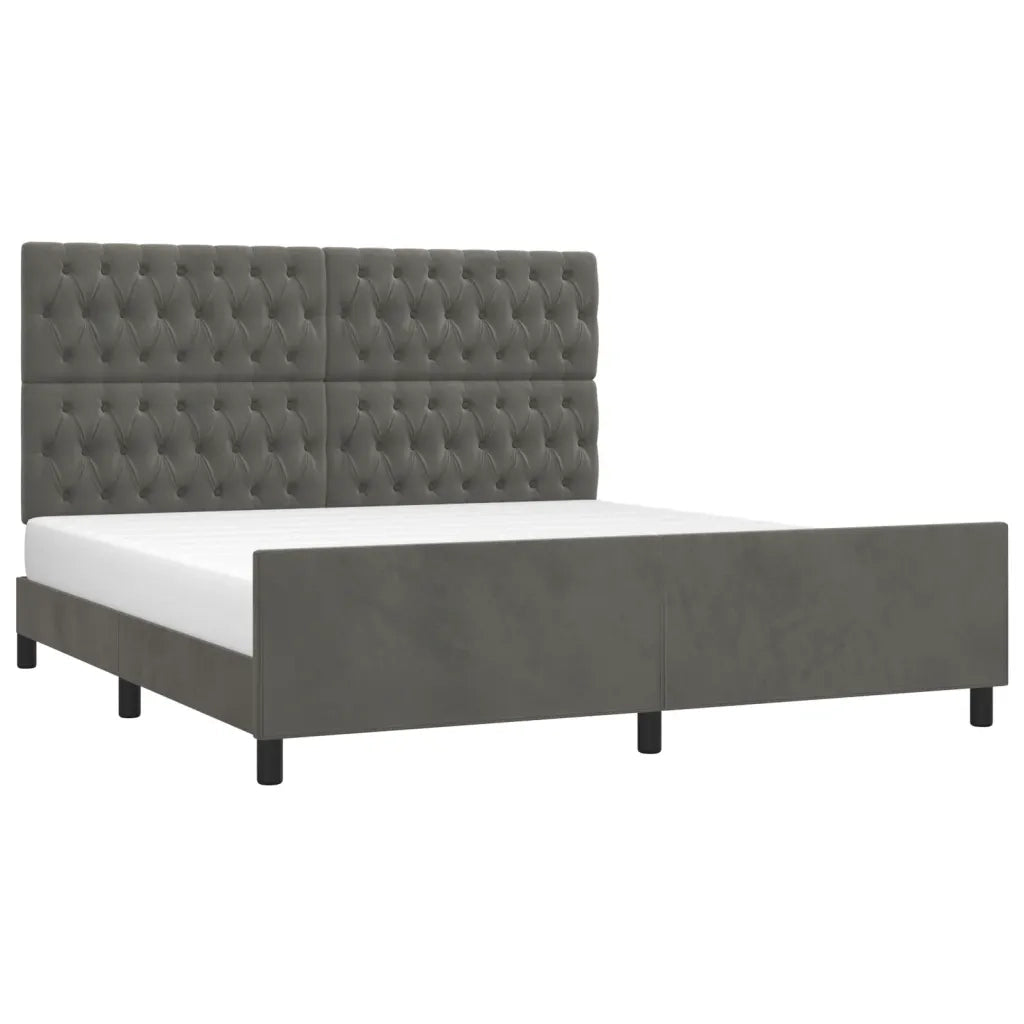 Giroletto con Testiera-Struttura Letto con testiera Grigio Scuro 180x200 cm in Velluto 895083
