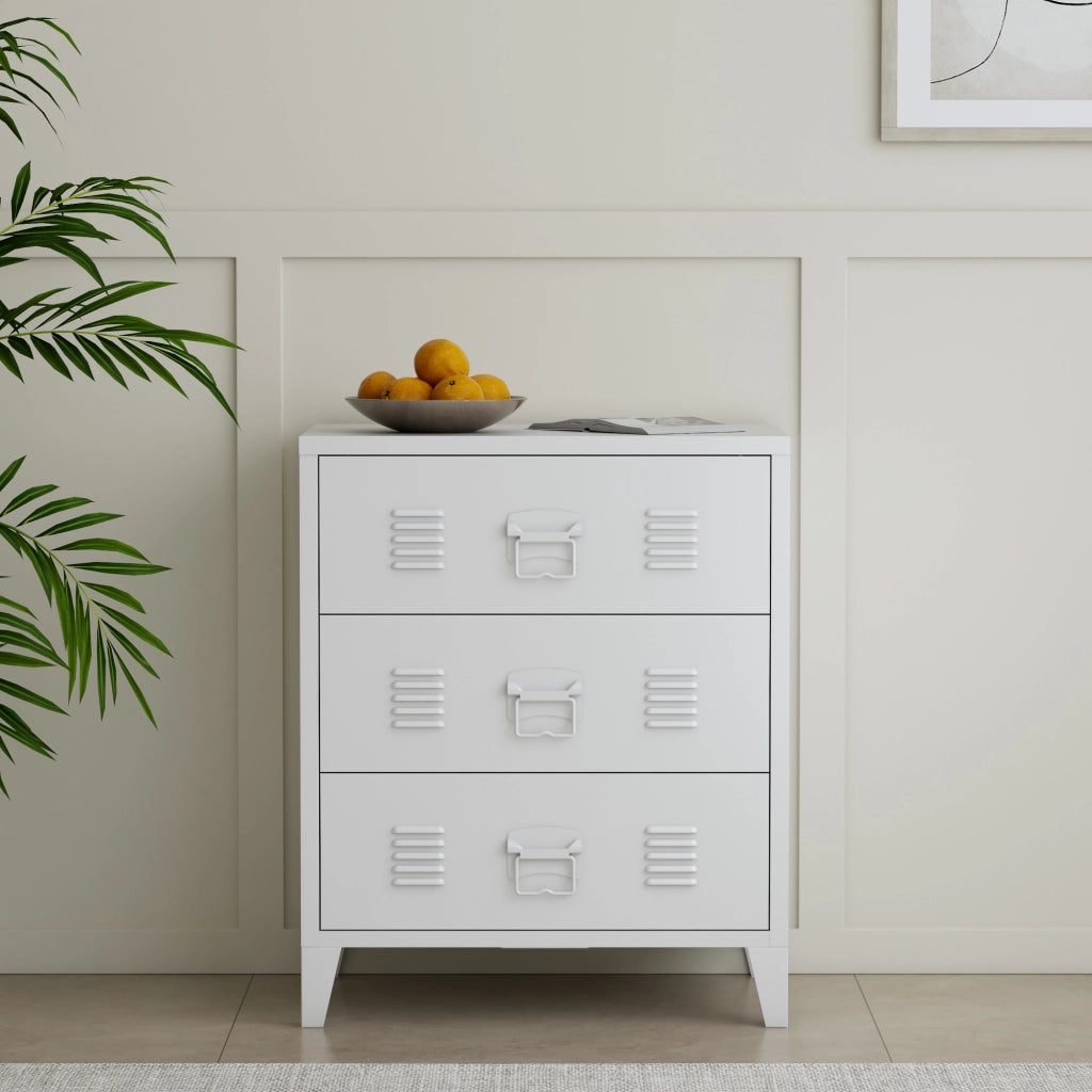 Cassettiera Hämeenlinna in Acciaio 72 x 60 x 40 cm Bianco [en.casa]