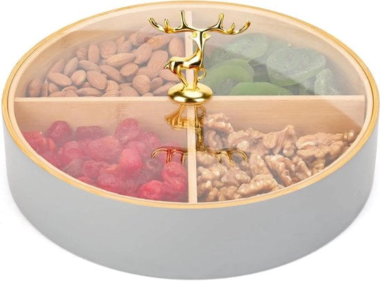 Cassa di Deposito in Legno con Compartimenti e Coperchio in Acrilico - Organizzatore Decorativo Multifunzionale - Grigio - 25 cm - Cestini, Conservazione di Oggetti, Gioielli, Materiali per Hobby