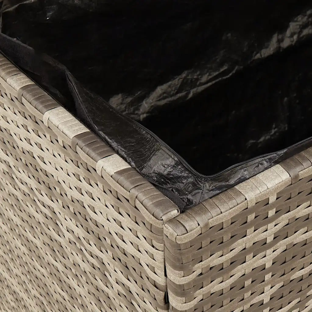 Contenitore Giardino Grigio 220x50x54cm Polyrattan Legno Acacia 365959