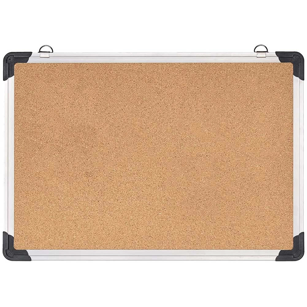 Bacheca in Sughero Quadrata con Cornice Alluminio da Parete 90x60x1.8 cm