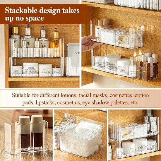 Organizzatore di cosmetici Scatola di conservazione per cosmetici Spazzola per cosmetici con cassetta a pile Scatola di conservazione per cosmetici in acrilico Organizzatore di accessori per cura della pelle Gioielleria