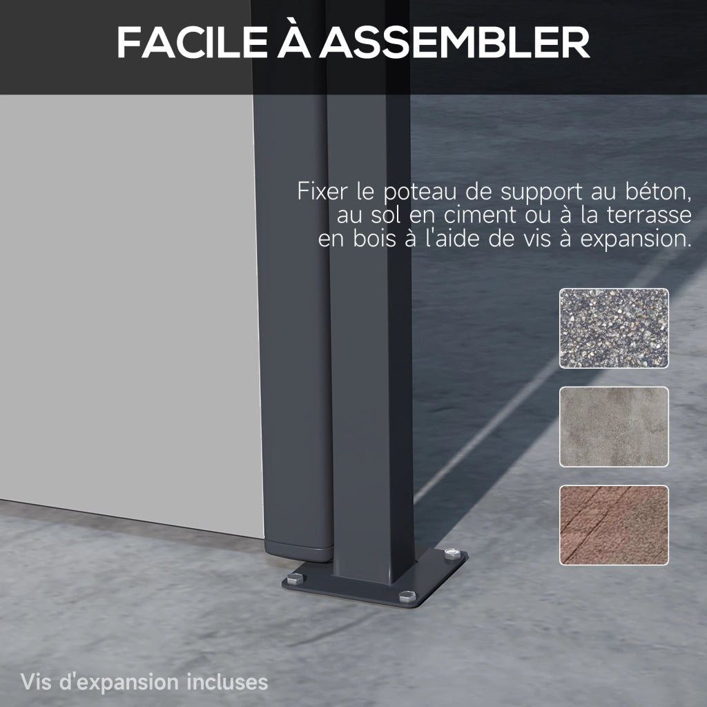 Paravento Retrattile per Esterno ¨C Zephmum ¨C Grigio Poliestere 4x1.8 m