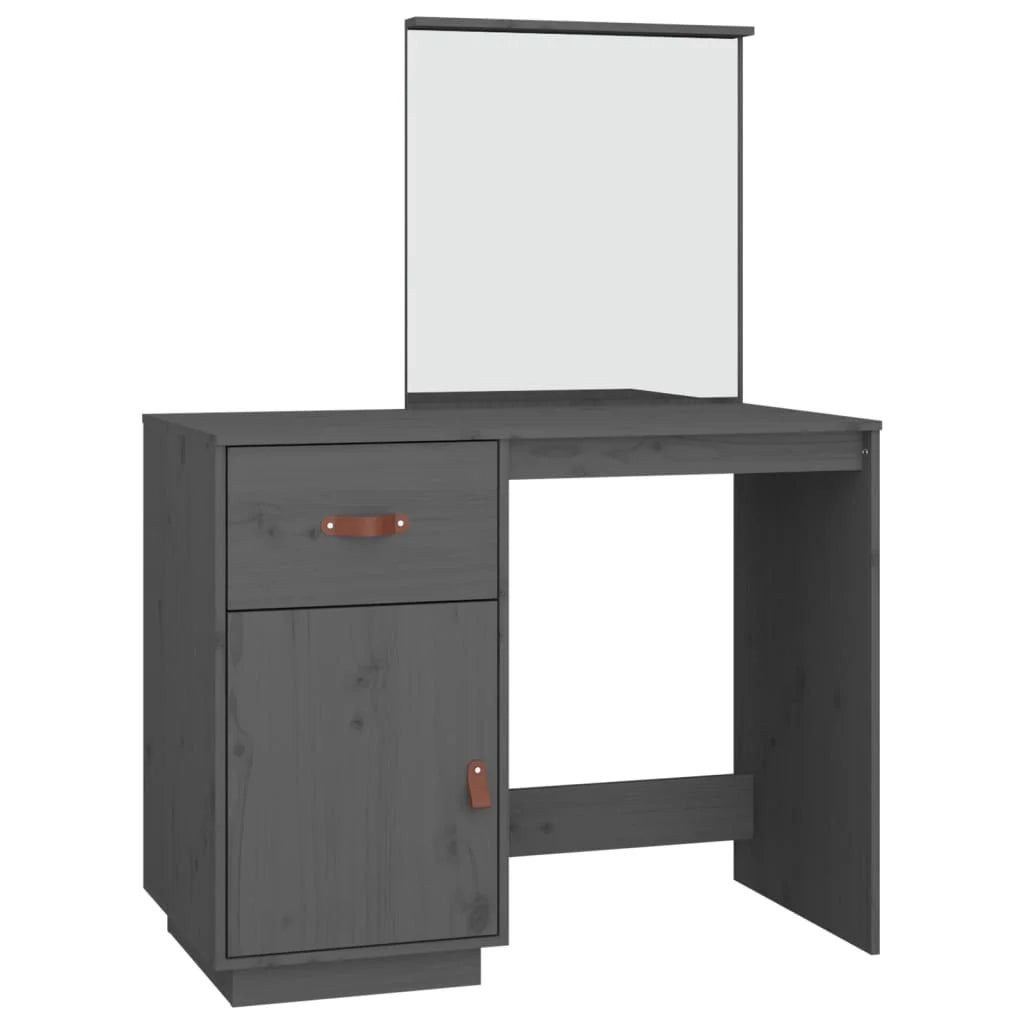Toeletta tavolo da trucco di design mobili per camera da letto 95 x 50 x 134 cm legno di pino massiccio grigio 02_0006385