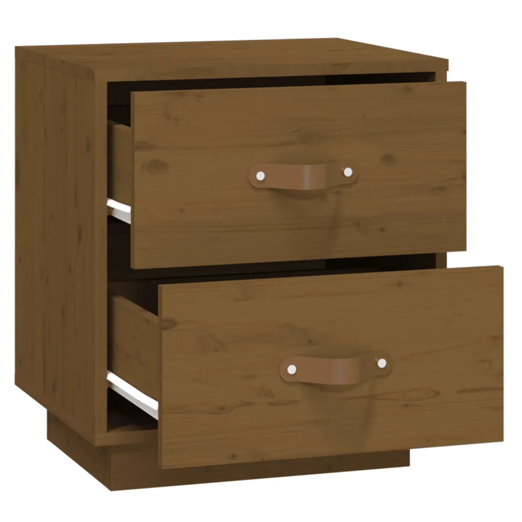 Comodino Marrone Ambrato 40x34x45 cm in Legno Massello di Pino 818331