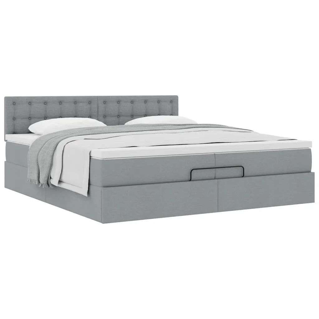 Struttura Letto Pouf con Materasso 200x200 cm in Tessuto 3311650