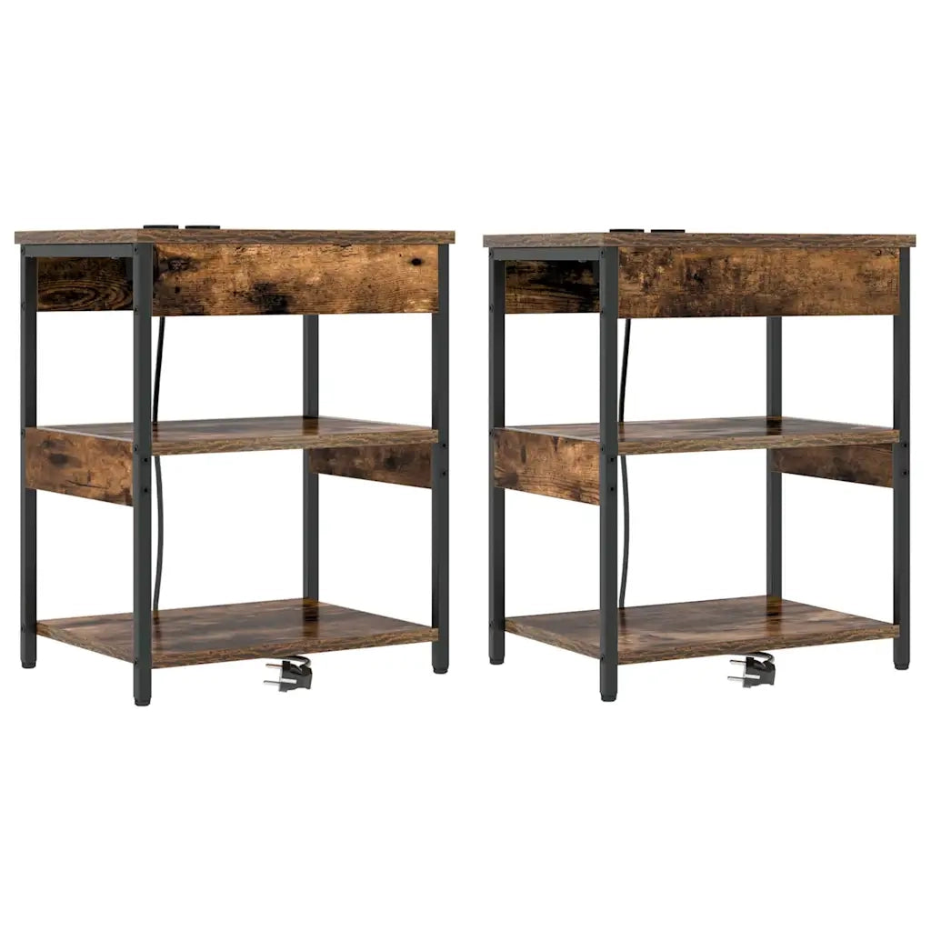 Armadio da Notte 2 pcs Rovere fumé 41 x 31 x 51 cm 859540