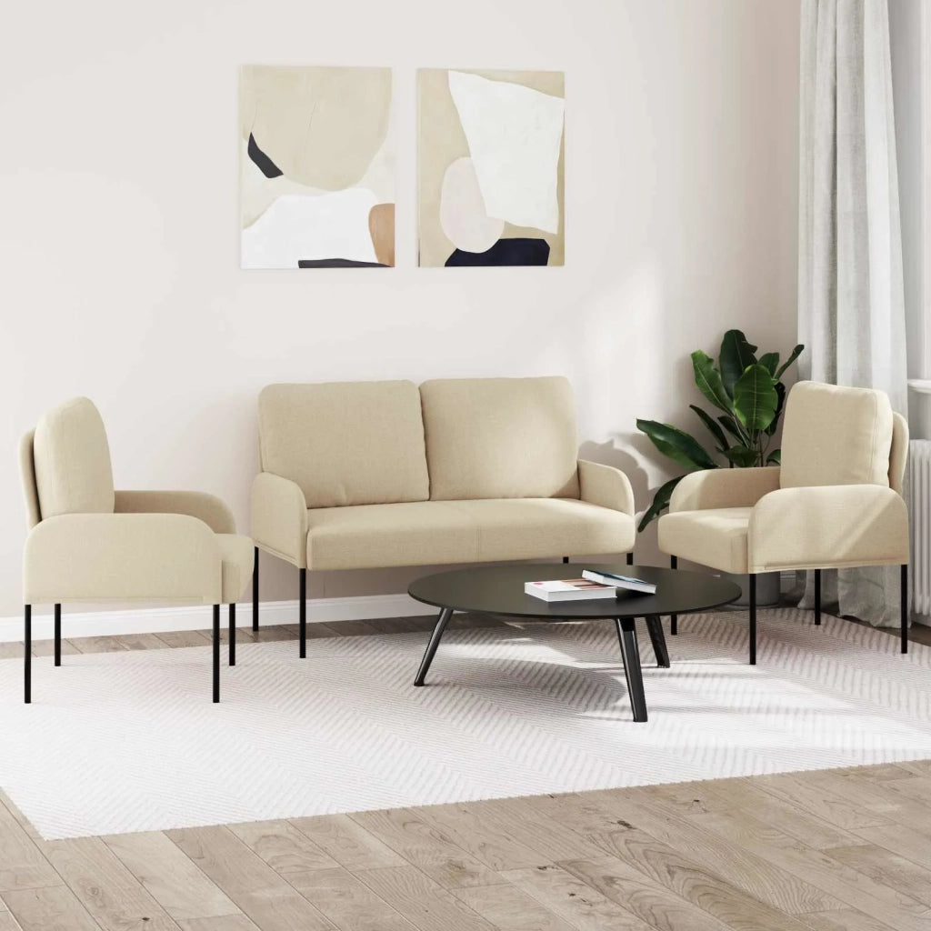 Set divani 3 pcs Crema 115 x 56 x 80 cm Legno compensato 3406214