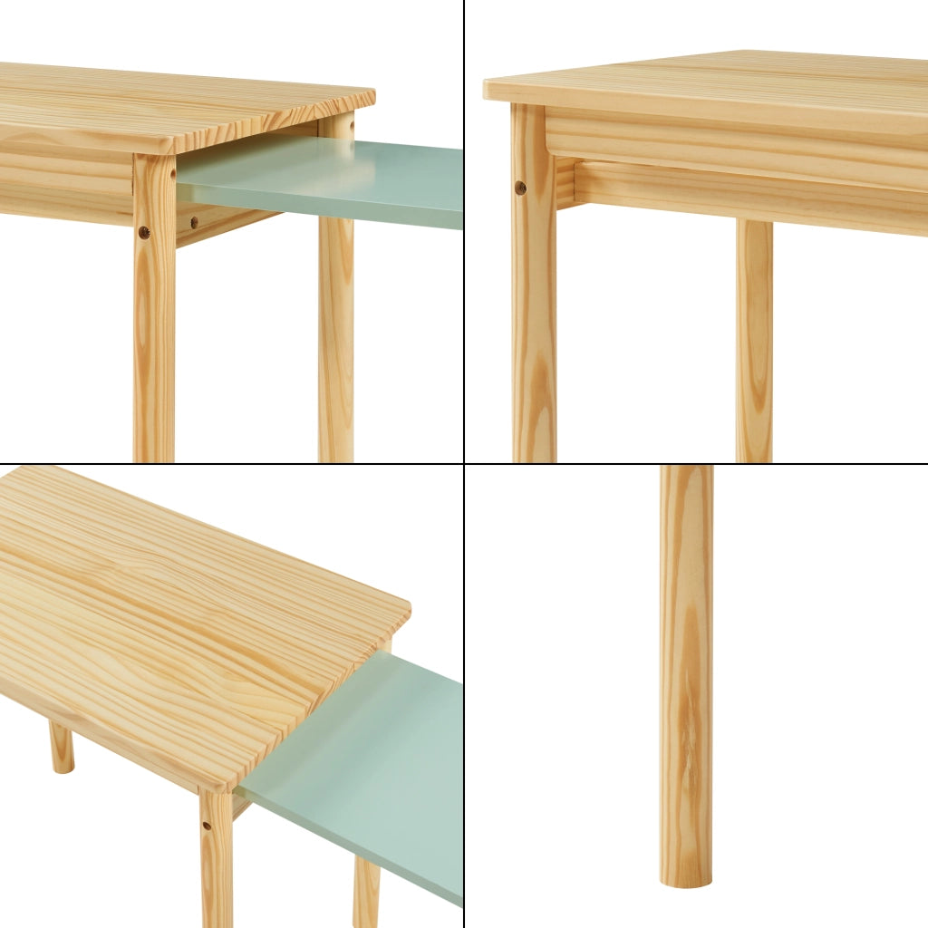 Tavolo per Bambini Skellefteå con Piano Estraibile - Legno Naturale / Menta Verde [en.casa]