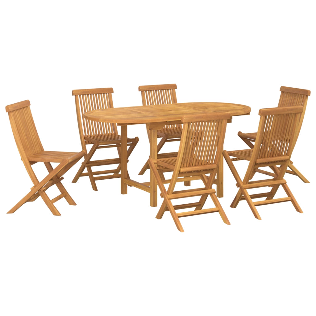 Set da Pranzo da Giardino da 7 Pezzi in Legno Massello di Teak