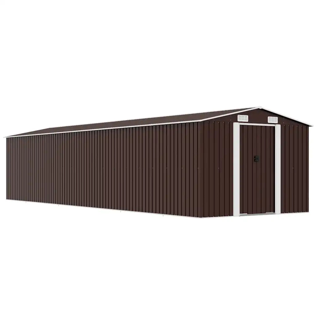 Capanno da Giardino Marrone 257x779x181cm in Acciaio Zincato