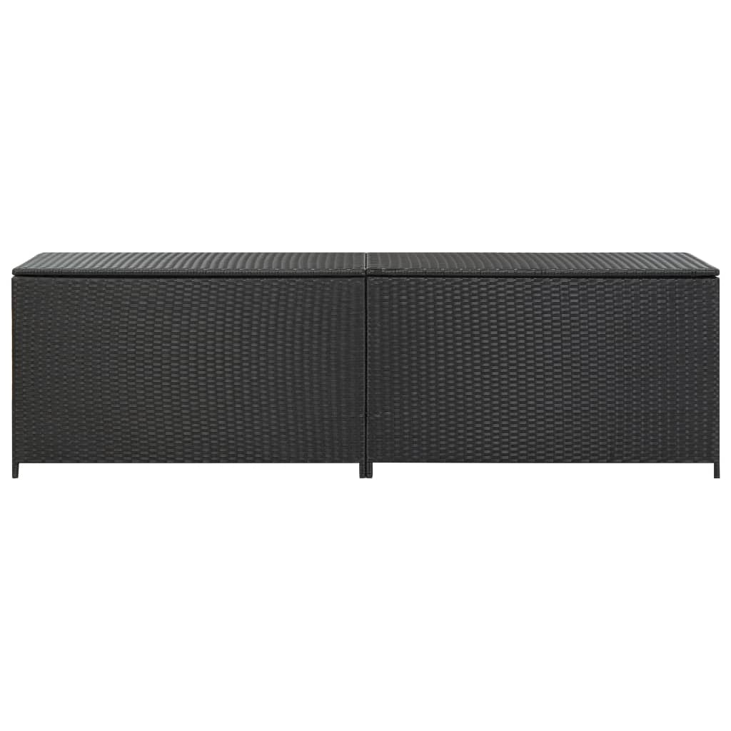Cassapanca portaoggetti per mobili da giardino in resina intrecciata 200 x 50 x 60 cm nero 02_0013124