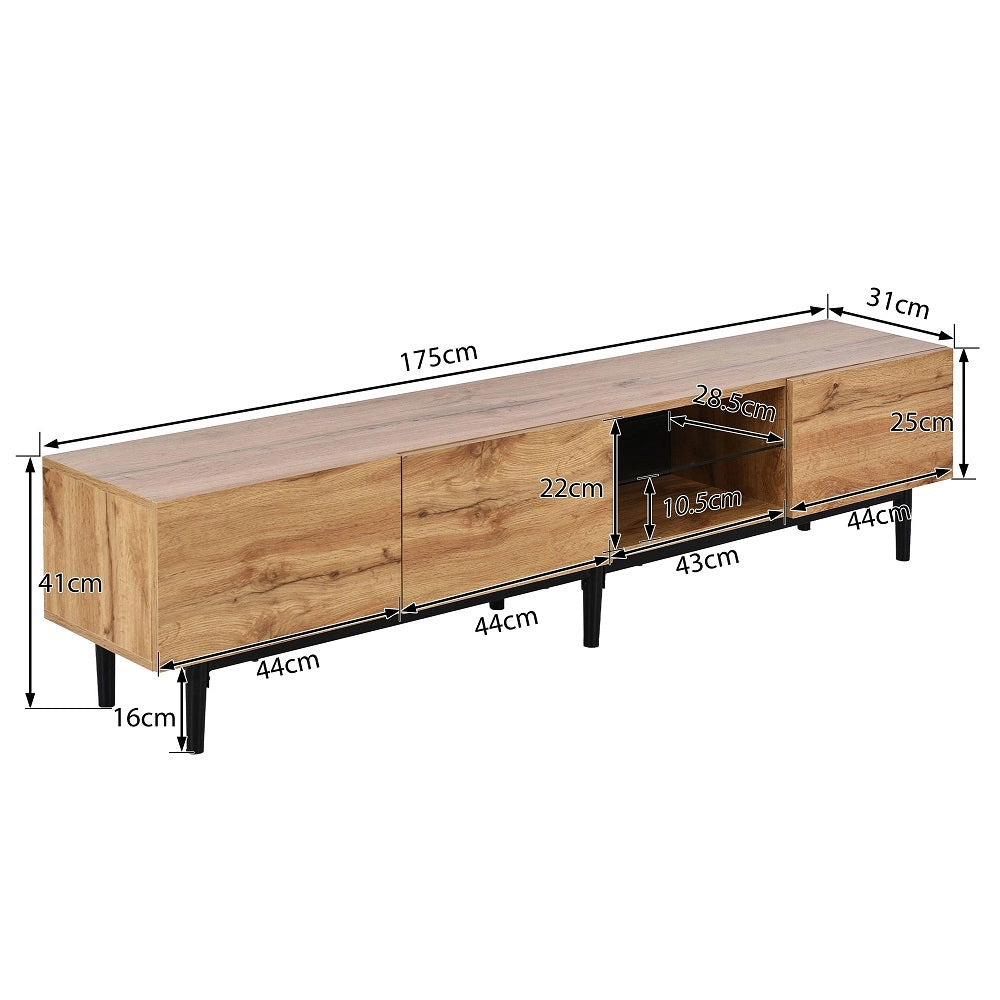 Armadio TV moderno con venature legno e luci LED regolabili - Xylo