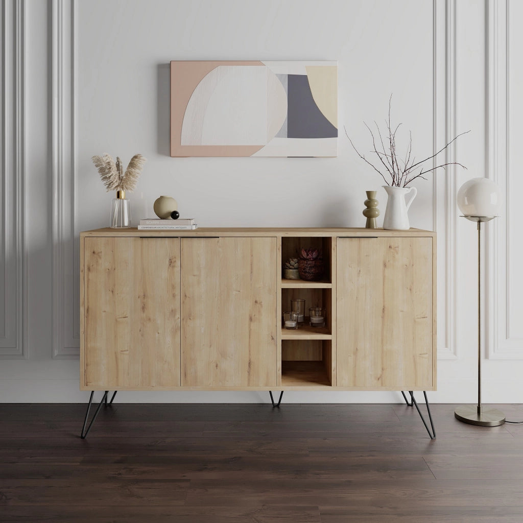 Credenza in legno "Clara" - 142 x 36 x 83 cm - Beige