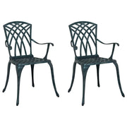 Sedia da Giardino 2 pz | Sedie da Esterno Verde 53 x 51 x 88,5cm Alluminio