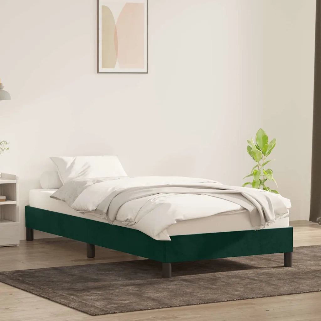 Giroletto senza Materasso-Struttura Letto Verde Scuro 90x220 cm in Velluto