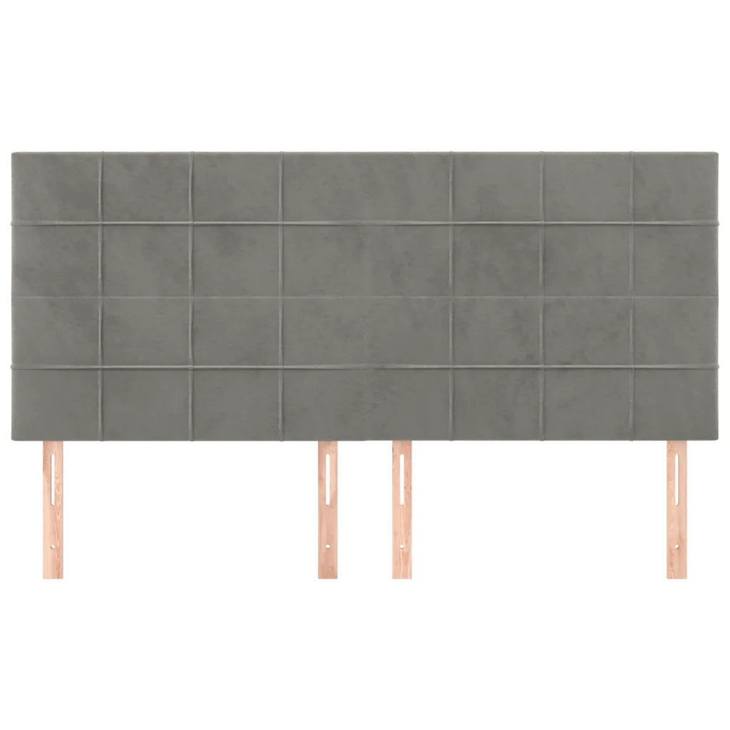 Testiera-Testata Decorativa Grigio Chiaro 160x5x118/128 cm Velluto 510049