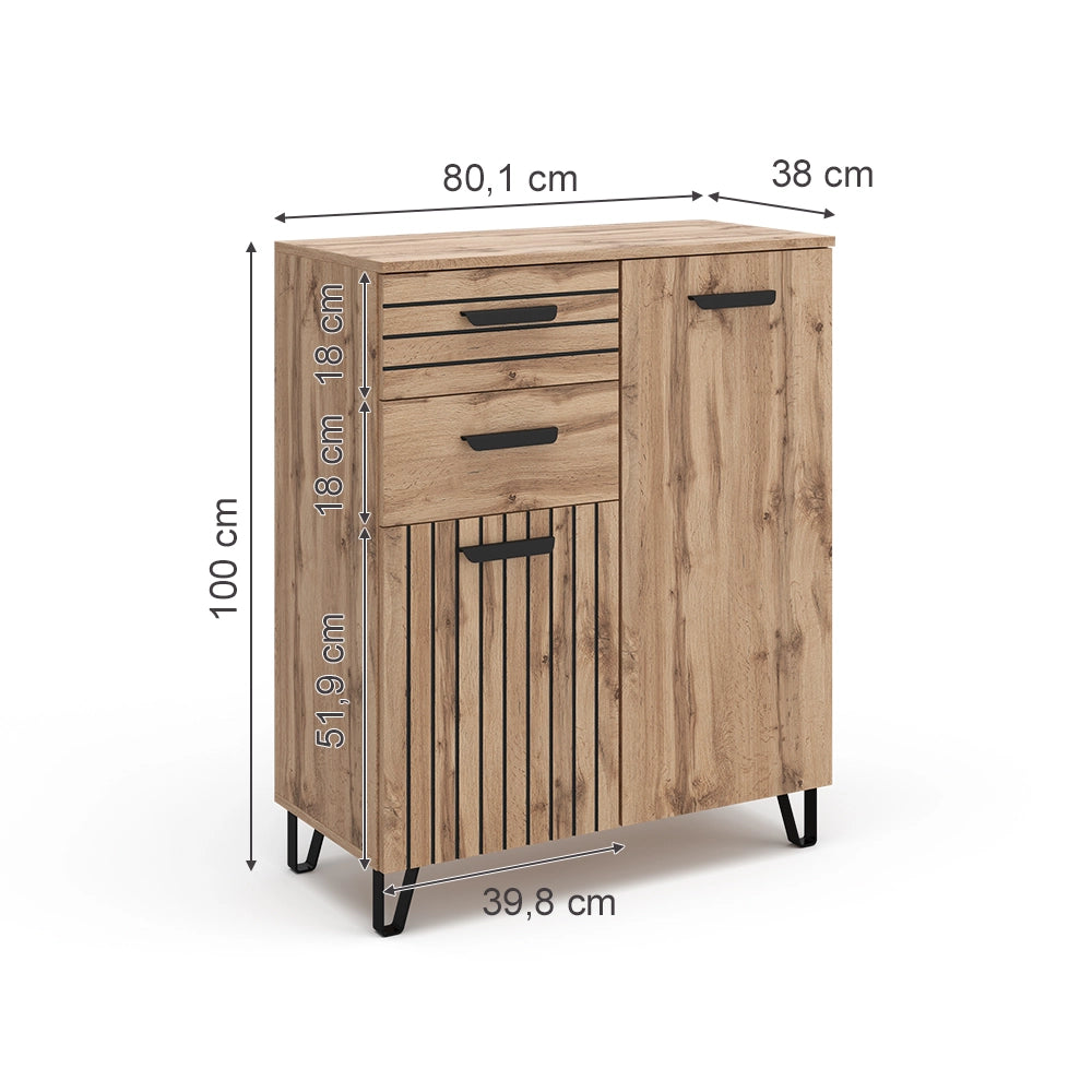 Vicco Cassettiera per camera da letto Marrone 38 x 100 cm