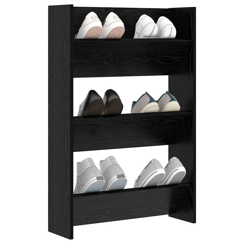 Mobile per scarpe Rovere Nero 60 x 18 x 90 cm Legno multistrato 875150